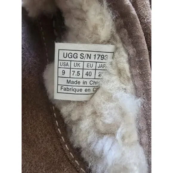 UGG Kalama Sandals Slides 1793 Brown Suede Sheepskin Shearling Lining Women's 9 - Picture 4 of 8